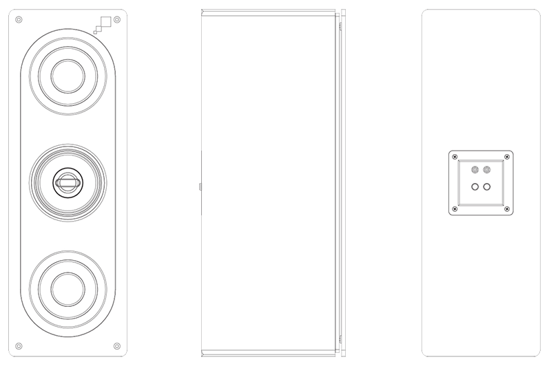 Sonance Reference R1LCR Dual 5.25" LCR Cinema Cabinet Speaker - CAD drawings