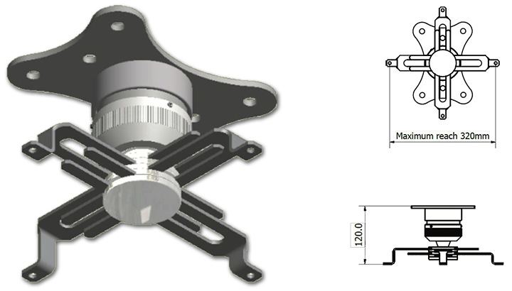 ST Interfit 120-2400mm Drop Spider Arm Ceiling Projector Mount