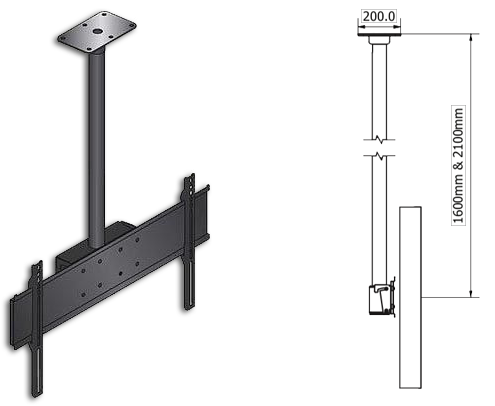 ST Interfit Single / Dual Flat Panel Tilt Ceiling Bracket