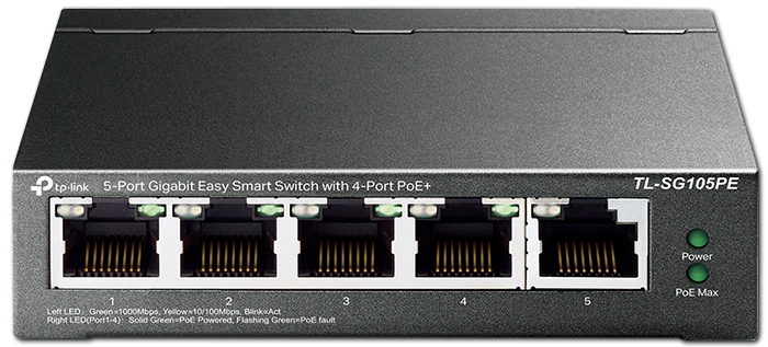 TP-Link TL-SG105PE 5-Port Gigabit Ethernet Switch with 4-Port PoE+