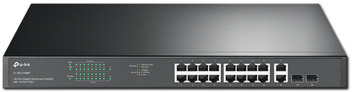 TP-Link TL-SG1218MP 16-Port Gigabit PoE+ Rackmount Switch With 2 SFP Slots