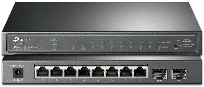 TP-Link JetStream 8-Port Gigabit Smart PoE+ Switch with 2 SFP Slots