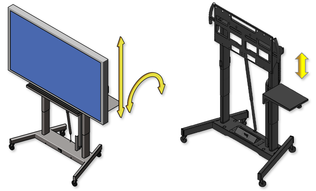 Ultralift Education 60-90" Flat Display Trolley Lift With Flip