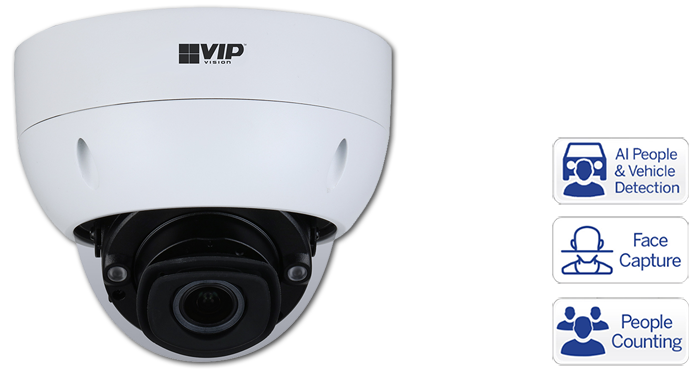 VIP Vision Ultimate AI 8MP 2.7-12mm Varifocal IP67 Vandal PoE Dome IP Camera