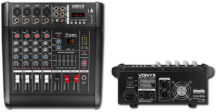 Vonyx AM5A 5-Channel 2 x 500W Powered Mixer with FX & Bluetooth