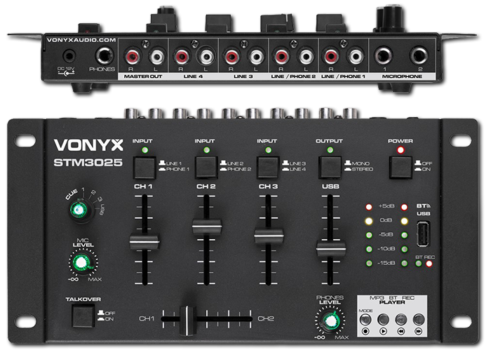 Vonyx STM3025 4-Channel DJ Mixer with USB/MP3/Bluetooth