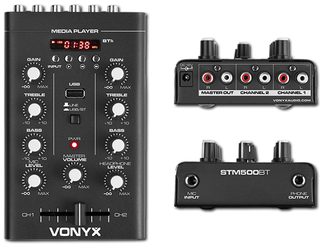 Vonyx STM500BT 2-Channel USB/MP3 Mixer with Bluetooth