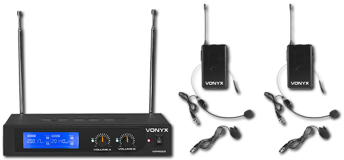 Vonyx WM522B Dual Wireless Bodypack & Headset Microphone System