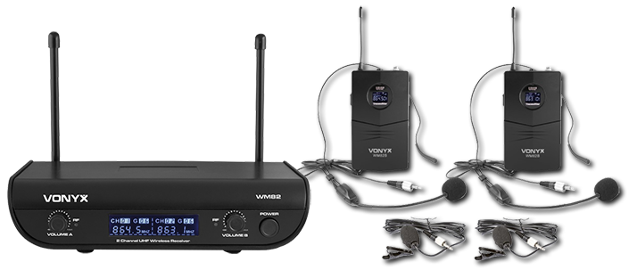 Vonyx WM82BP Dual Wireless Bodypack & Headset Microphone System