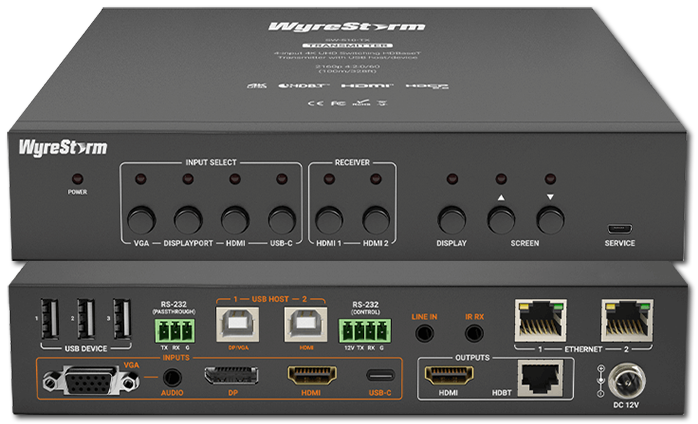 WyreStorm 4-Input 4K UHD Switching HDBaseT Transmitter with USB Host