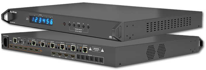 WyreStorm 4K HDR 4:4:4 60Hz HDBaseT 6x6 Matrix Switch with 6x Toslink Zone Audio De-Embed and 4 Mirrored HDMI Outputs