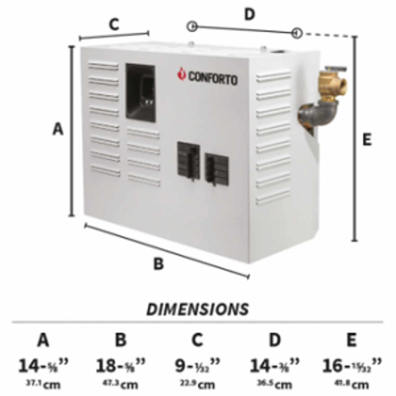 Conforto Electric Cast Iron Boiler Dimensions