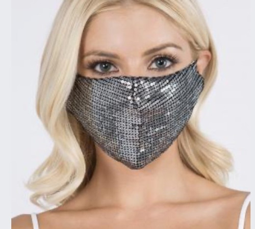Sequin Face Mask - Silver