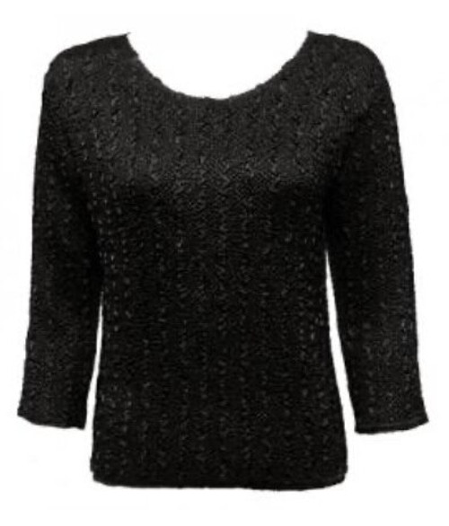 3/4 Sleeve Lightweight Top Black