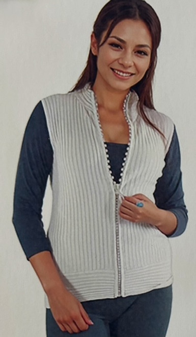 Rhinestone Zipper Vest Ivory Rhinestone Zipper Vest Ivory