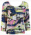 Reversible Lightweight Top  Navy, Pink and Yellow Abstract reverses to black