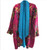 Lightweight Kimono Duster Print Jacket Magenta Floral with Turquoise Lining