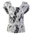 Cap Sleeve Lightweight Top Silver and Black Floral reverse Charcoal