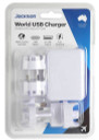 JACKSON Worldwide USB Charger Adapter. Perfect for All International Travellers. Fast Charging 3.1 Amp. 2x USBA & 1x USBC Outlets.