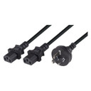 DYNAMIX 2M Y Power Cord. 3-Pin Plug to 2x IEC C13 Female Connectors 10A. SAA Approved. 0.75mm copper core. BLACK Colour.