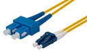 DYNAMIX 5M 9u LC/SC Duplex Single Mode G657A1 Bend Insensitive Fibre Lead. Yellow LSZH Jacket