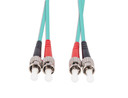 DYNAMIX 1M 50u ST/ST OM3 Fibre Lead (Duplex - Multimode) Aqua LSZH Jacket