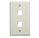 DYNAMIX Dual Port Face Plate for RJ45 110 Keystone Jacks. NOTE Jack pins at top of plate when installed vertically - on side when installed horizontally.