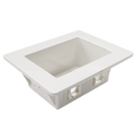 DYNAMIX Recessed Wall Box with 2x AMDEX style outlets and 1x GPO Slot. Suitable for 70 & 90mm wall cavities. For plaster walls only. Outside face: 185 x 145mm. Recess: 166 x 100mm. Depth: 63mm.
