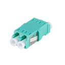 DYNAMIX Flangeless Fibre LC/LC Duplex Multimode Joiner - Ceramic Sleeve - Aqua Colour