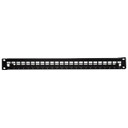 DYNAMIX Cat6A 180 Unshielded Keystone patch panel -  24 Port with cable management - 1U Unloaded Panel with 24x FP-C6AUTP-02BK Keystone Jacks