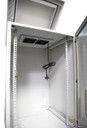 DYNAMIX 24RU Vented Outdoor Wall Mount Cabinet. Ext Dim 611x625x1190 . IP45 rated. Lockable front door. Supplied with dual extractor fans - and input/output air filters. Made from rolled steel. Grey