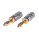 DYNAMIX Banana Plugs Gold Plated with Alloy Jacket - Max 14AWG Cable Colour Coded Red and Black. 50 PAIR Pack