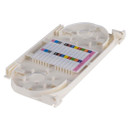 DYNAMIX Splice Tray 24FO. Holds up to 12 or 24 Heat-shrink Splice Protectors. 250m - 600m or up to 900m Buffered Fibres. Accommodates 40-45mm Heat Shrinks. White Colour.