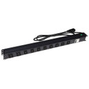 DYNAMIX 10 Outlet Vertical Power Rail (8x 10A IEC C13 & 2x 16A IEC C19). with 6KA C-Curve Circuit Breaker. Integrated 2m power cord (16A IEC C20) 0RU. Colour Black.