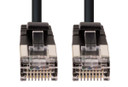 DYNAMIX 1.5m Cat6A S/FTP Black Ultra-Slim Shielded 10G Patch Lead (34AWG) with RJ45 Gold Plated Connectors. Supports PoE IEEE 802.3af (15.4W).