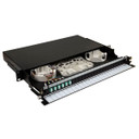 DYNAMIX 19'' 1U Fibre Tray 12C LC MM FULLY LOADED w 12x LC Elite OM4 Pigtails 6x LC Duplex Aqua Couplers Splice Cassette - Cable management Sliding Tray with front face Protection labelling Kit