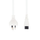 DYNAMIX 2M 3-Pin to C5 Clover Shaped Female Connector 7.5A. SAA approved Power Cord. 0.75mm copper core. WHITE Colour.