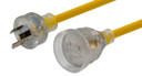 DYNAMIX 15M 240v Heavy Duty Power Extension Lead (3 Core 1.0mm) Power-On LED in Clear Moulded Plastic 10A Plug. Yellow Colour