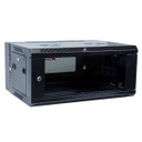 DYNAMIX 4RU Universal Swing Wall Mount Cabinet. Removable Back mount supplied with Left & Right Hinges (600 x 450 x 281mm). Includes 10x nuts. Gloss black colour.