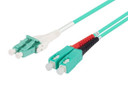 DYNAMIX 1M LC to SC OM3 Uniboot Elite Low-loss 50u 3mm Multimode Duplex Fibre Lead. Aqua LSZH Jacket