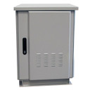DYNAMIX 24RU Outdoor Freestanding Cabinet. (800 x 800 x 24U) IP45 rated. Angled pivoting rain hood. Double 25mm heating protection. Includes 10x cage nuts. Grey Colour