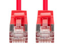 DYNAMIX 1m Cat6A S/FTP Red Ultra-Slim Shielded 10G Patch Lead (34AWG) with RJ45 Gold Plated Connectors. Supports PoE IEEE 802.3af (15.4W).
