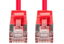 DYNAMIX 1.25m Cat6A S/FTP Red Ultra-Slim Shielded 10G Patch Lead (34AWG) with RJ45 Gold Plated Connectors. Supports PoE IEEE 802.3af (15.4W).