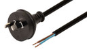 DYNAMIX 2M 2-Pin Plug to Bare End, 2 Core 0.75mm Cable, Black Colour, SAA Approved