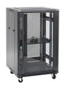 DYNAMIX 18RU Server Cabinet 600mm Deep (600 x 600 x1008mm). Incl. 1x Fixed Shelf, 4x Fans, 25x Cage Nuts, 4x Castors & 4x Level Feet. static load. Glass front door, mesh rear door. Black