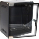 DYNAMIX 6RU Mini Cabinet for 10'' Panels, W280 x D200 x H329mm Supplied in a flat pack. Glass front door. Wall mount bracket, included. Powder coated black finish.