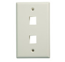 DYNAMIX Dual Port Face Plate for RJ45 110 Keystone Jacks. NOTE Jack pins at top of plate when installed vertically, on side when installed horizontally.