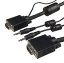 DYNAMIX 5m VGA Male/Male Cable with 3.5mm Male/Male Audio Lead, 450mm. BLACK Colour, Coaxial Shielded