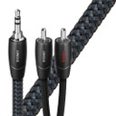 AUDIOQUEST Sydney 1.5M 3.5mm to 2 RCA. Solid perfect surface copper plus. Polyethylene air-tubes. Carbon-based noise-dissipation. Jacket - dark grey - black braid.