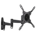 BRATECK 13"-42" Anti-Theft Full- Motion Monitor/TV Wall Mount. Anti- Theft Locking Hole for Additional Security (Padlock Required). Max VESA 200x200. Max Load 20kgs. Max Arm Extension 417mm. Black Colour. LCD-141C